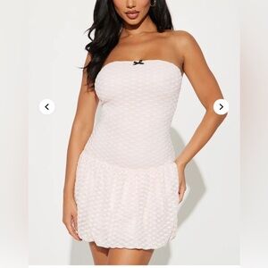 Fashion Nova Chic Strapless Textured Dress in Soft Pink